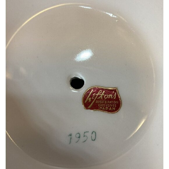 Lefton 1950 Della Robbia Multicolor Fruit Cream Pedestal Serving Plate 8.5” - Picture 8 of 12